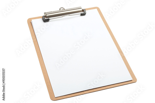 Wooden Clipboard with Blank Paper - Isolated on White Transparent Background, PNG 