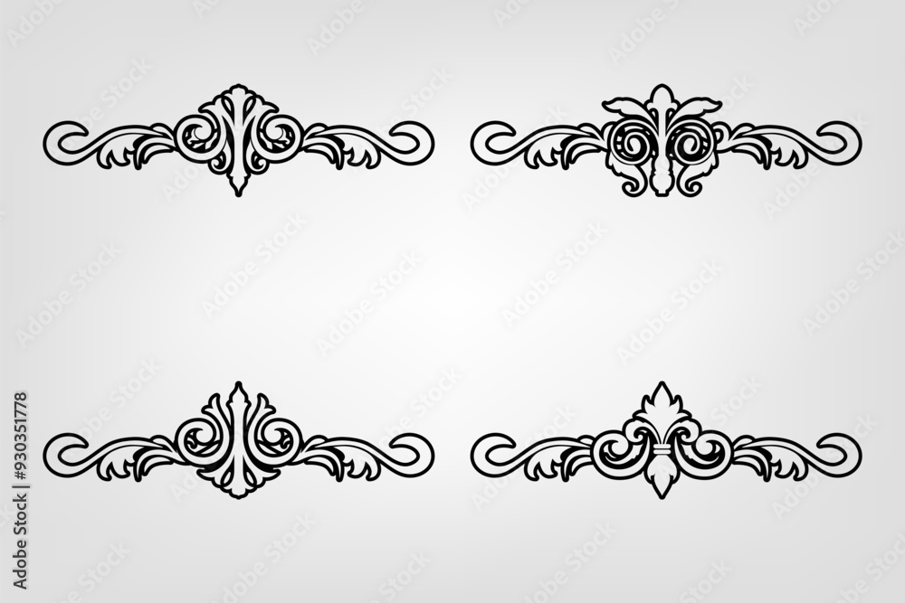 Obraz premium Classic Vintage Baroque Victorian Frames Separator Elements Classic Wedding Invitation