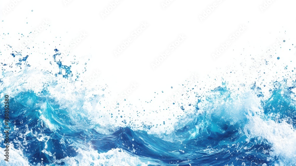 A dynamic splash of ocean waves with vibrant blue tones. A dynamic splash of ocean waves with vibrant blue tones.