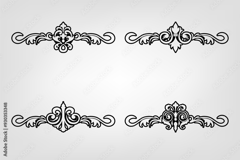 Obraz premium Classic Vintage Baroque Victorian Frames Separator Elements Classic Wedding Invitation