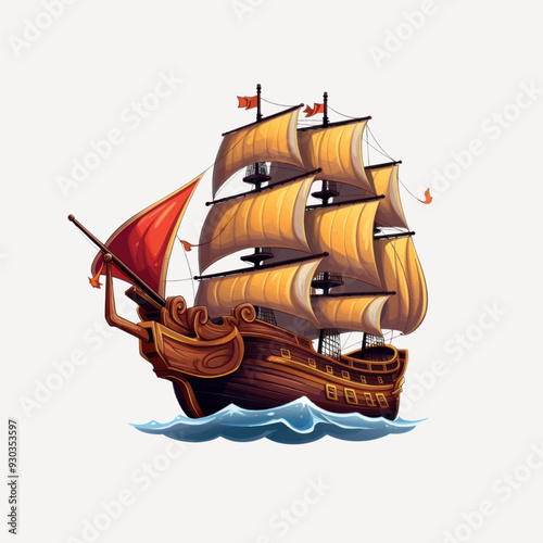 Vintage sailing ship illustration