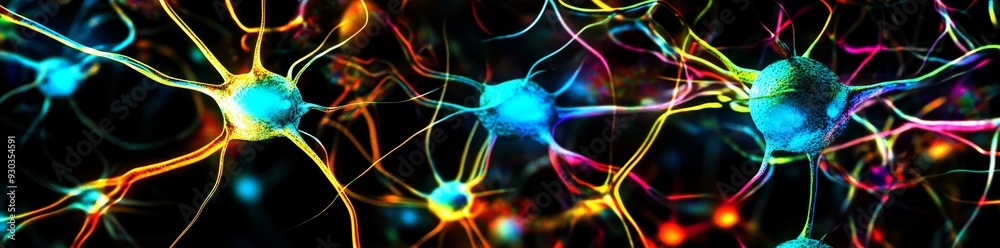 Neuron Cell Color The cells of neurons and glia are shown in a transmission electron ...