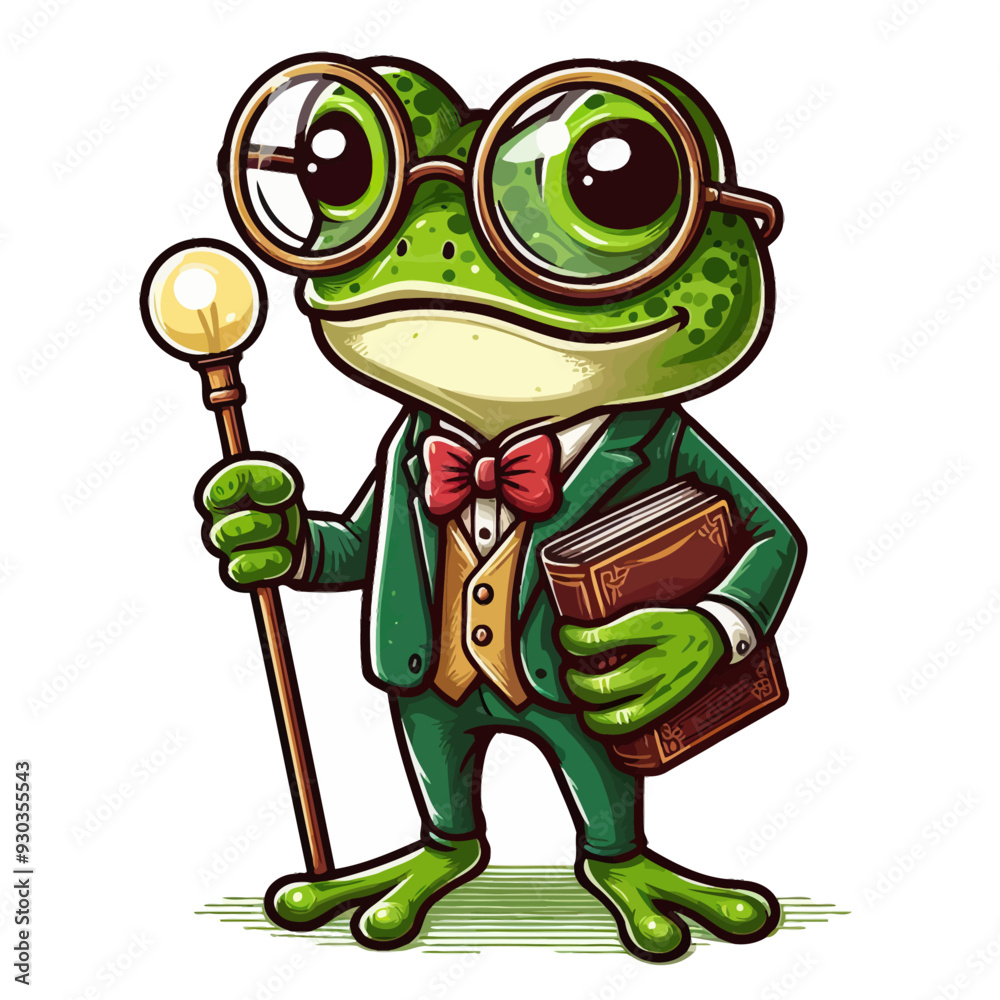 Obraz premium frog with glass vector 