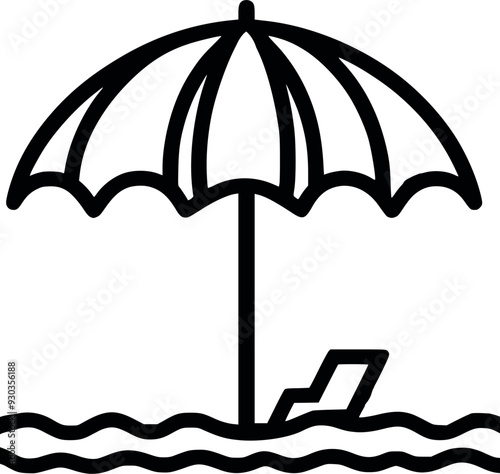 beach chair umbrella for relaxation editable stroke icon Black & White Stock Photos vector illustrations generated Ai