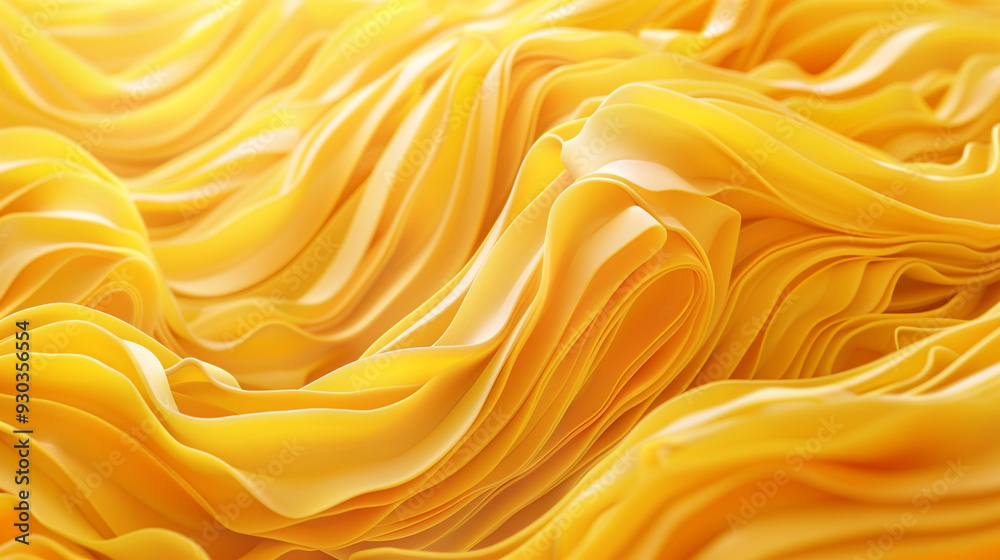 Fototapeta premium Spaghetti abstract geometric pattern. A yellow background with a yellow line that is curvy and wavy 