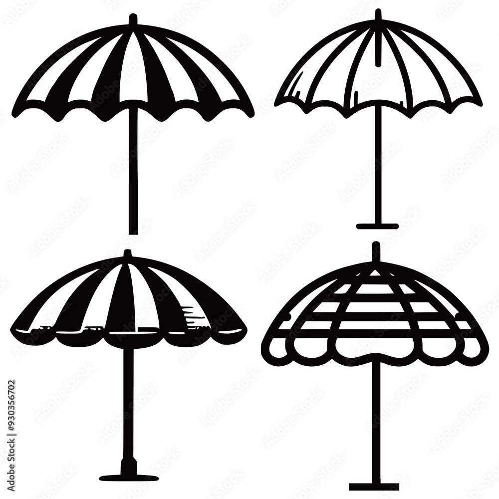 Continuous line drawing umbrella icon collection vector illustrations on white background generated Ai Continuous line drawing umbrella icon collection vector illustrations on white background generated Ai