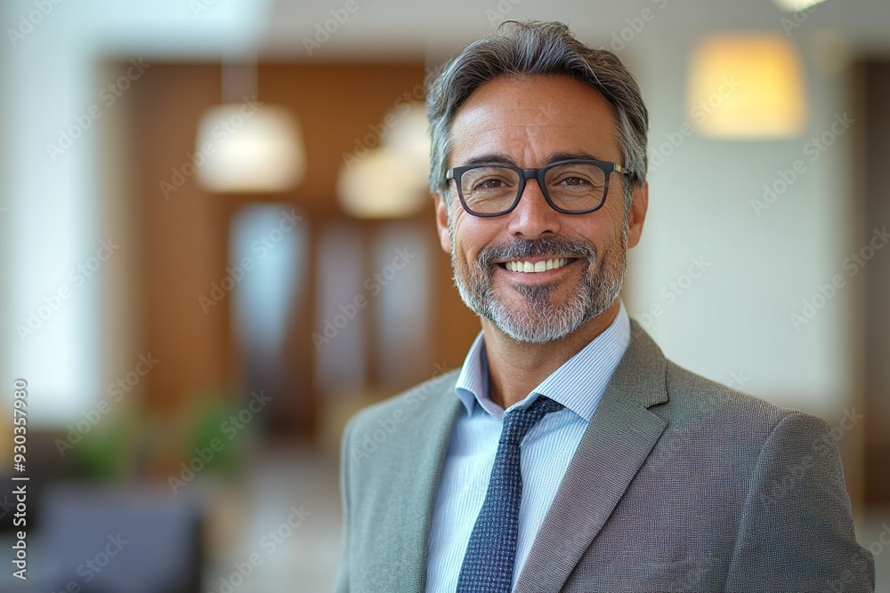 Fototapeta premium Cheerful Middle-Aged Bank Manager