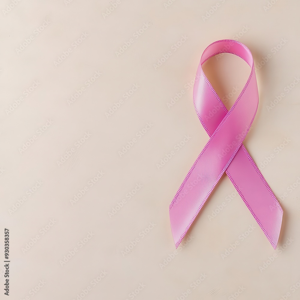 Single stroke pink ribbon on a neutral background, Breast Cancer Awareness Month, sleek and refined support Single stroke pink ribbon on a neutral background, Breast Cancer Awareness Month, sleek and refined support