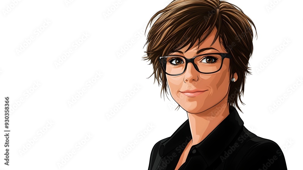 Confident Professional Woman in Glasses with Serious Expression Confident Professional Woman in Glasses with Serious Expression