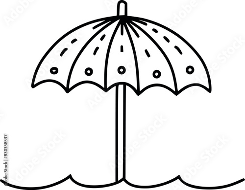 Continuous line drawing a umbrella icon on a white background generated Ai