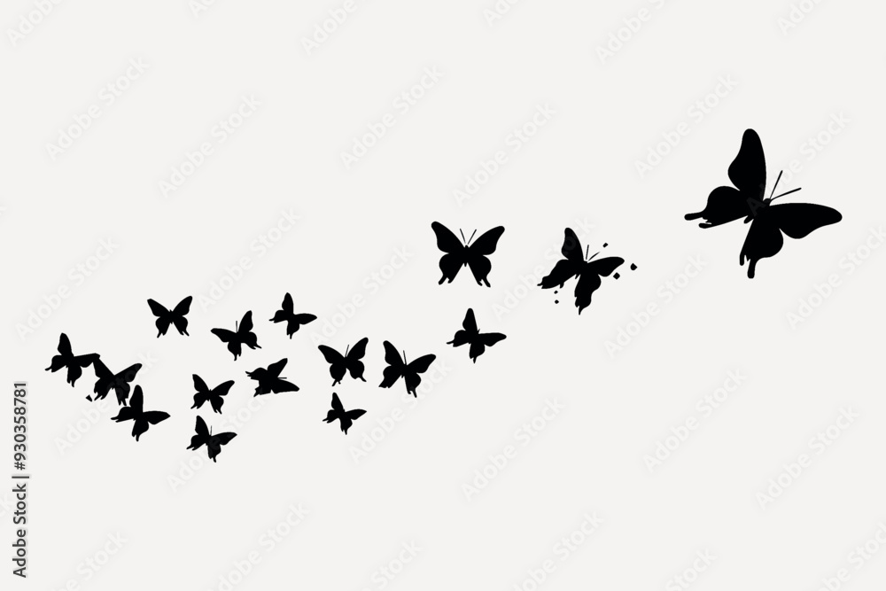 Obraz premium Silhouette butterflies in flight