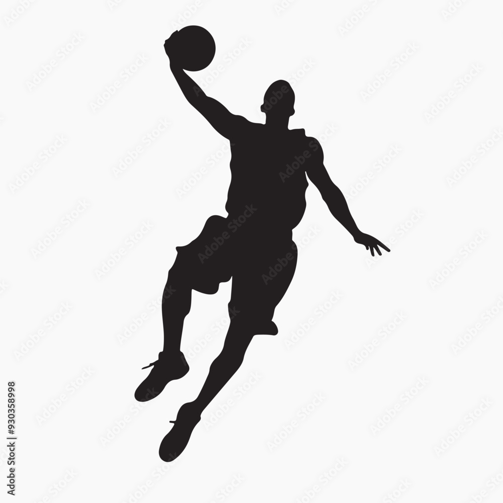 Silhouette basketball player slam dunk Silhouette basketball player slam dunk