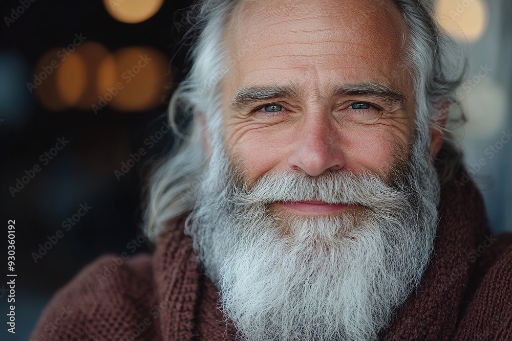 Content Senior Man, Bearded and Smiling Content Senior Man, Bearded and Smiling