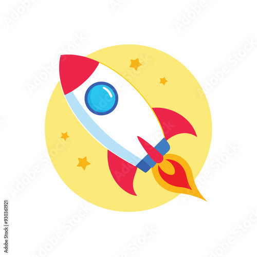 olorful rocket ship cartoon vector illustration, perfect for kids' designs and space-themed fun.