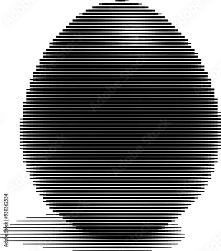 Pixelated greyscale image of a single egg standing upright.