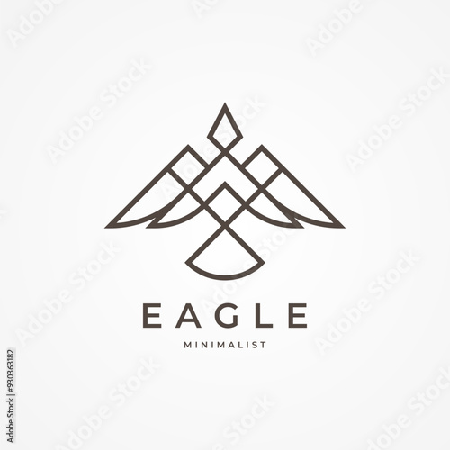 Minimal Eagle Logo Design, modern bird line style logo design, flat design logo template, vector illustration