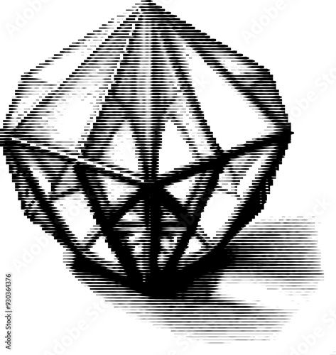 Graphic illustration of a polyhedron with distinct sharp facets