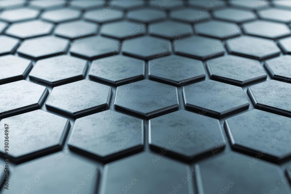 3D metallic hexagon tiles with reflective surfaces, 3D background with hexagons, industrial and edgy 3D metallic hexagon tiles with reflective surfaces, 3D background with hexagons, industrial and edgy