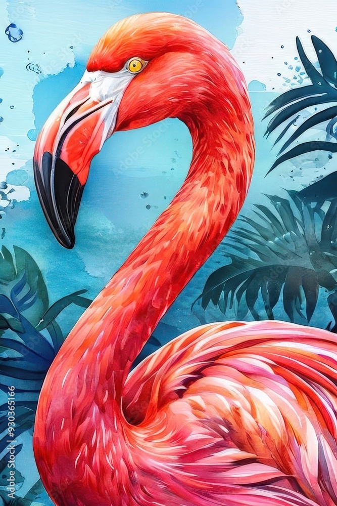 Obraz premium the AI Image Generator, A pink flamingo, stylized and artistic depiction, exotic bird in nature
