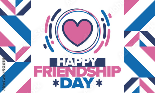 Happy Friendship Day in August. Friends love. Happy holiday, celebrated annual. Social unity. Forever together. Poster, greeting card, banner and background. Vector illustration