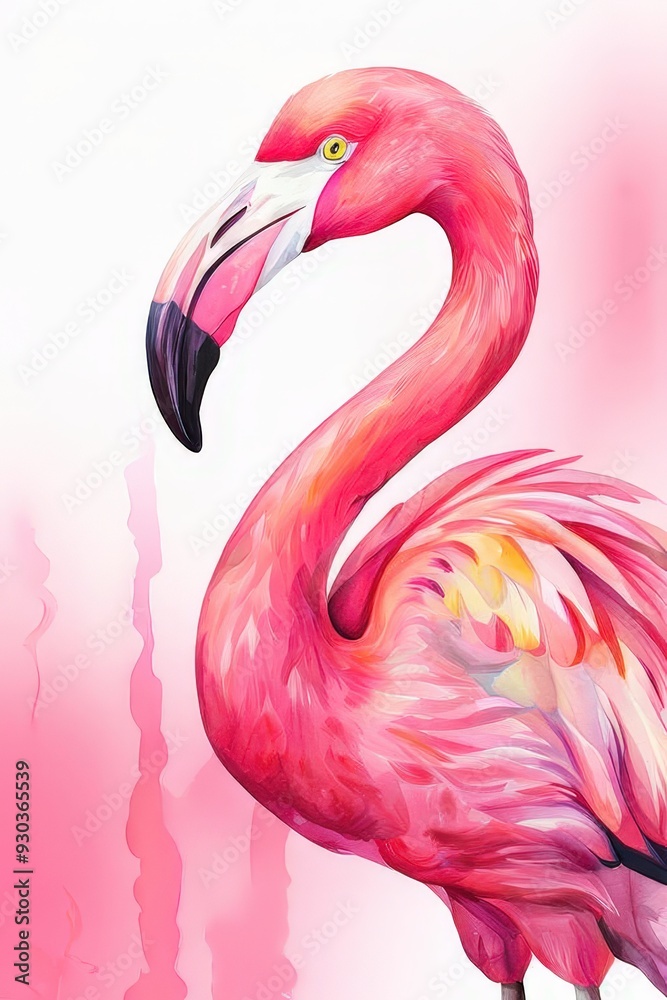 Obraz premium the AI Image Generator, A pink flamingo, stylized and artistic depiction, exotic bird in nature