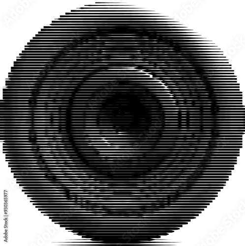 Abstract circular striped pattern resembling speaker design.