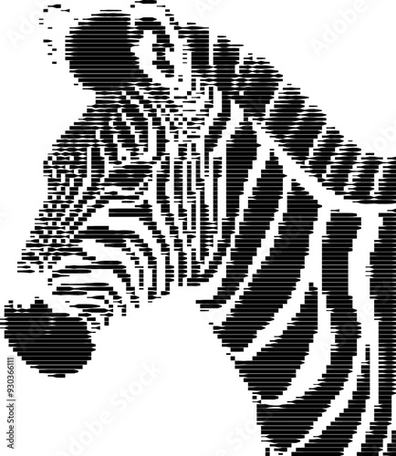 Stylized digital artwork of a standing zebra. photo