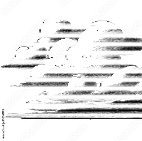 Abstract digital representation of skies and cloud shapes.