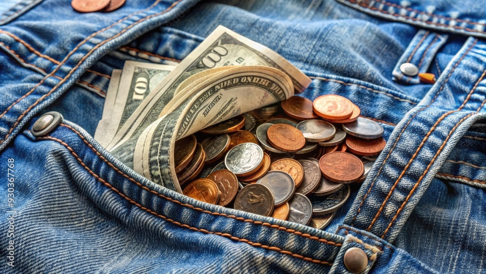 A handful of assorted coins and crumpled bills spill out of a worn denim pocket, surrounded by scattered keys and a faded receipt. A handful of assorted coins and crumpled bills spill out of a worn denim pocket, surrounded by scattered keys and a faded receipt.