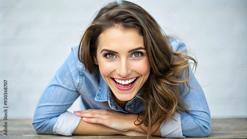 A happy woman with a bright smile leans forward, her eyes sparkling with excitement, conveying a sense of approachability and friendly enthusiasm. A happy woman with a bright smile leans forward, her eyes sparkling with excitement, conveying a sense of approachability and friendly enthusiasm.