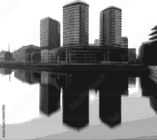 Digitally abstracted reflection of urban buildings