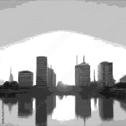 Digitally abstracted reflection of urban buildings