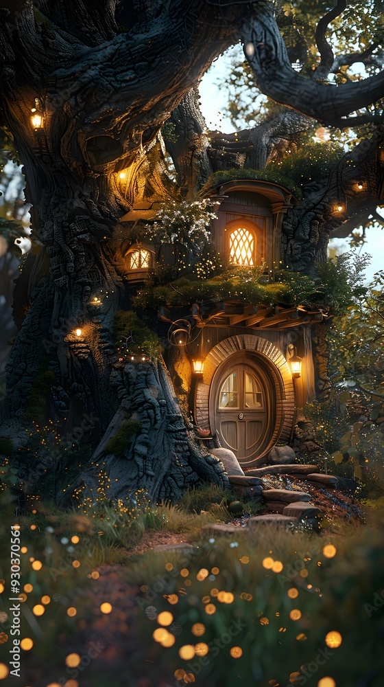 Fototapeta premium Enchanting Treehouse in a Magical Forest.