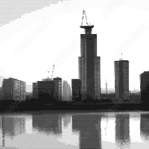 Evening falls on an urban construction site