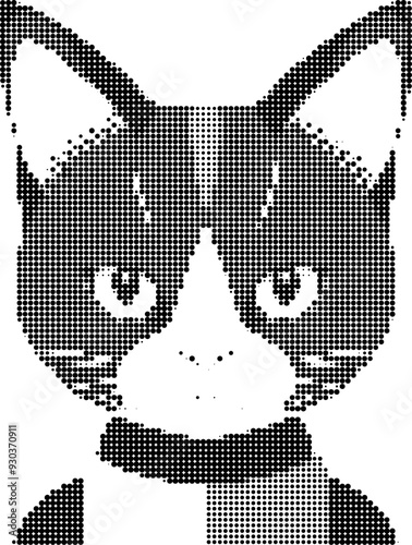 Subtle grayscale stripes form a cat's serious expression.