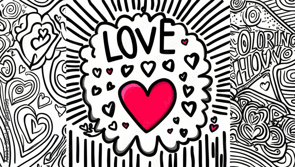 Coloring page, inscription love Coloring page, inscription love