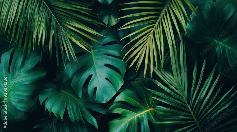 closeup nature view of green leaf and palms background. Flat lay, dark nature concept, tropical leaf , ai closeup nature view of green leaf and palms background. Flat lay, dark nature concept, tropical leaf , ai
