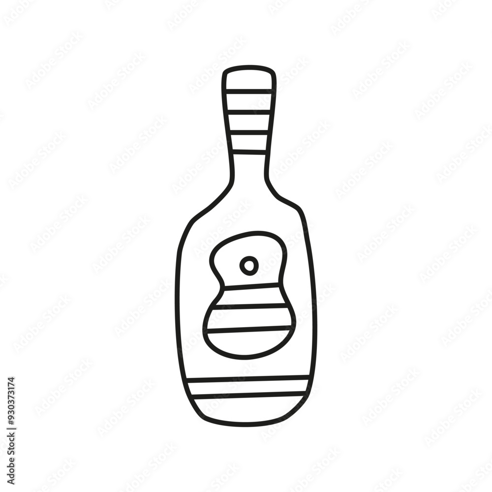 Doodle outline wine glass bottle isolated on white background. Doodle outline wine glass bottle isolated on white background.