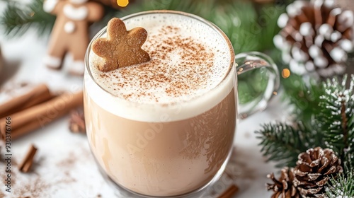 Christmas Eggnog with Cinnamon and Gingerbread Cookie