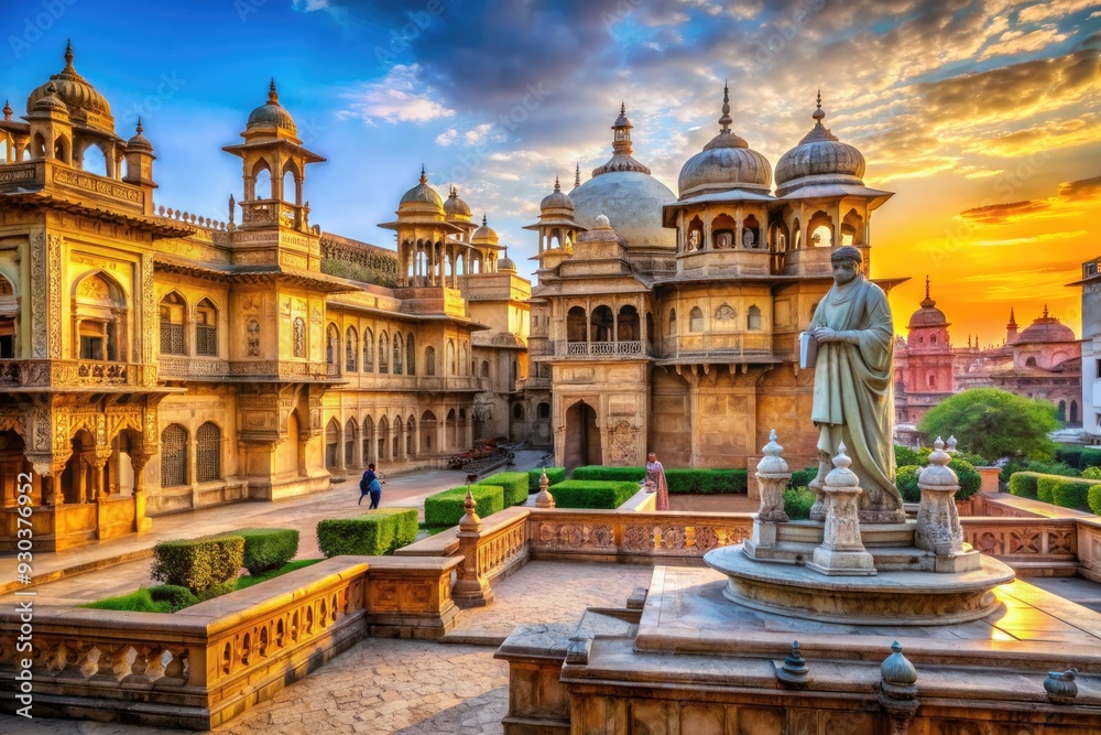 Fototapeta premium Ancient buildings, majestic statues, and intricate architectural details adorn the historic city, exuding a timeless charm that invites exploration and discovery of its rich cultural heritage.