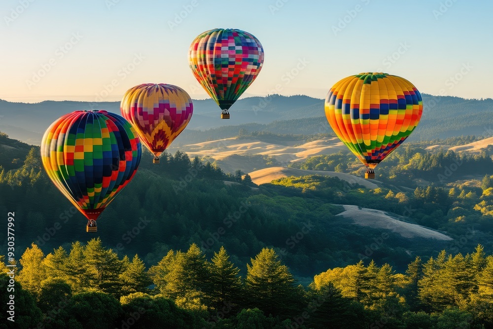Naklejka premium Spectacular Hot Air Balloon Festival Over Rolling Countryside