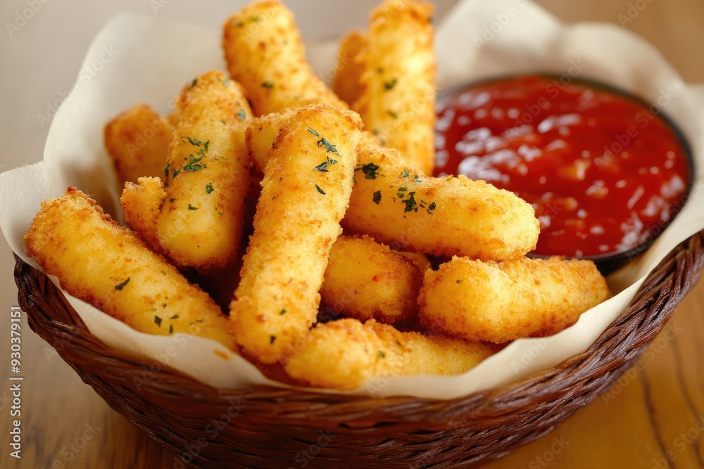 Crispy Mozzarella Sticks with Marinara Dip Crispy Mozzarella Sticks with Marinara Dip
