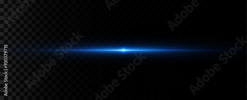 Neon blue horizontal speed lines. Glowing stripes. Laser beams. light lines of movement and speed in neon color.Beautiful flash of light and sparks.	