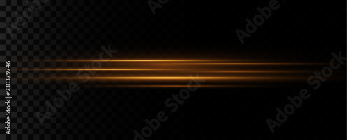 Horizontal dynamic light golden lines.Bright rays of light. Vector illustration.Bright golden flashes and highlights.k	