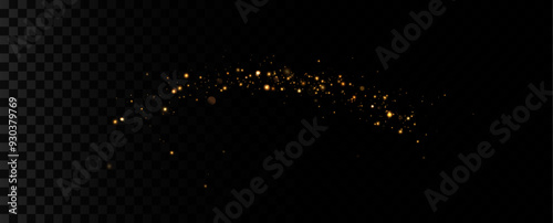 Golden sequins glow with many lights. Glittering dust. Luxurious background of golden particles.