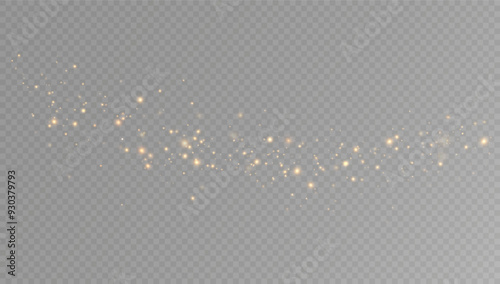 Golden sequins glow with many lights. Glittering dust. Luxurious background of golden particles.