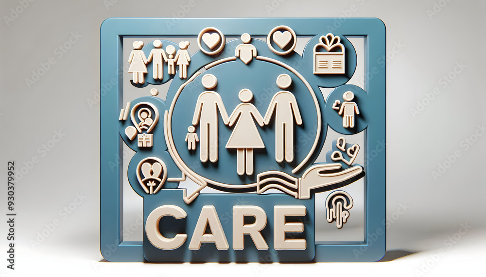 3D Family Diversity Frame with Care Text - Border Frame with Family Care Icons on White Background - Ideal for Family Support Designs 3D Family Diversity Frame with Care Text - Border Frame with Family Care Icons on White Background - Ideal for Family Support Designs
