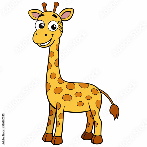 Funny giraffe art vector illustration