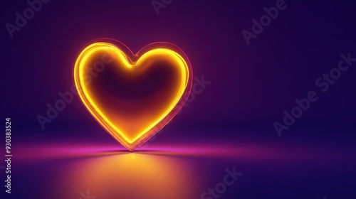 A glowing neon heart shape on a smooth surface, radiating warmth and affection.