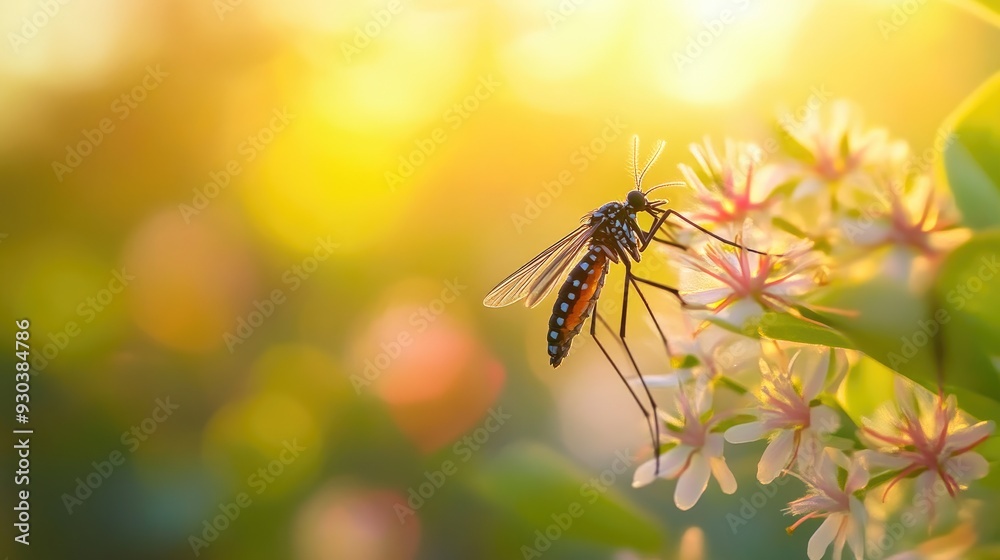 Close-Up of Mosquito Aedes in Soft Tropical Glow Close-Up of Mosquito Aedes in Soft Tropical Glow